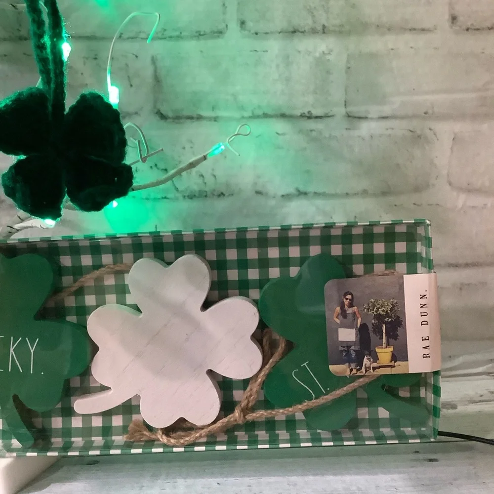 Rae Dunn Wood Shamrock, Lucky, St. Patty Garland